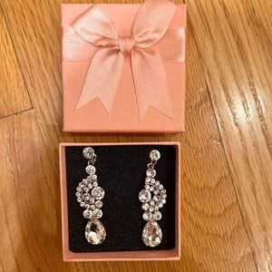 Elegant Silver Crystal Drop Earrings